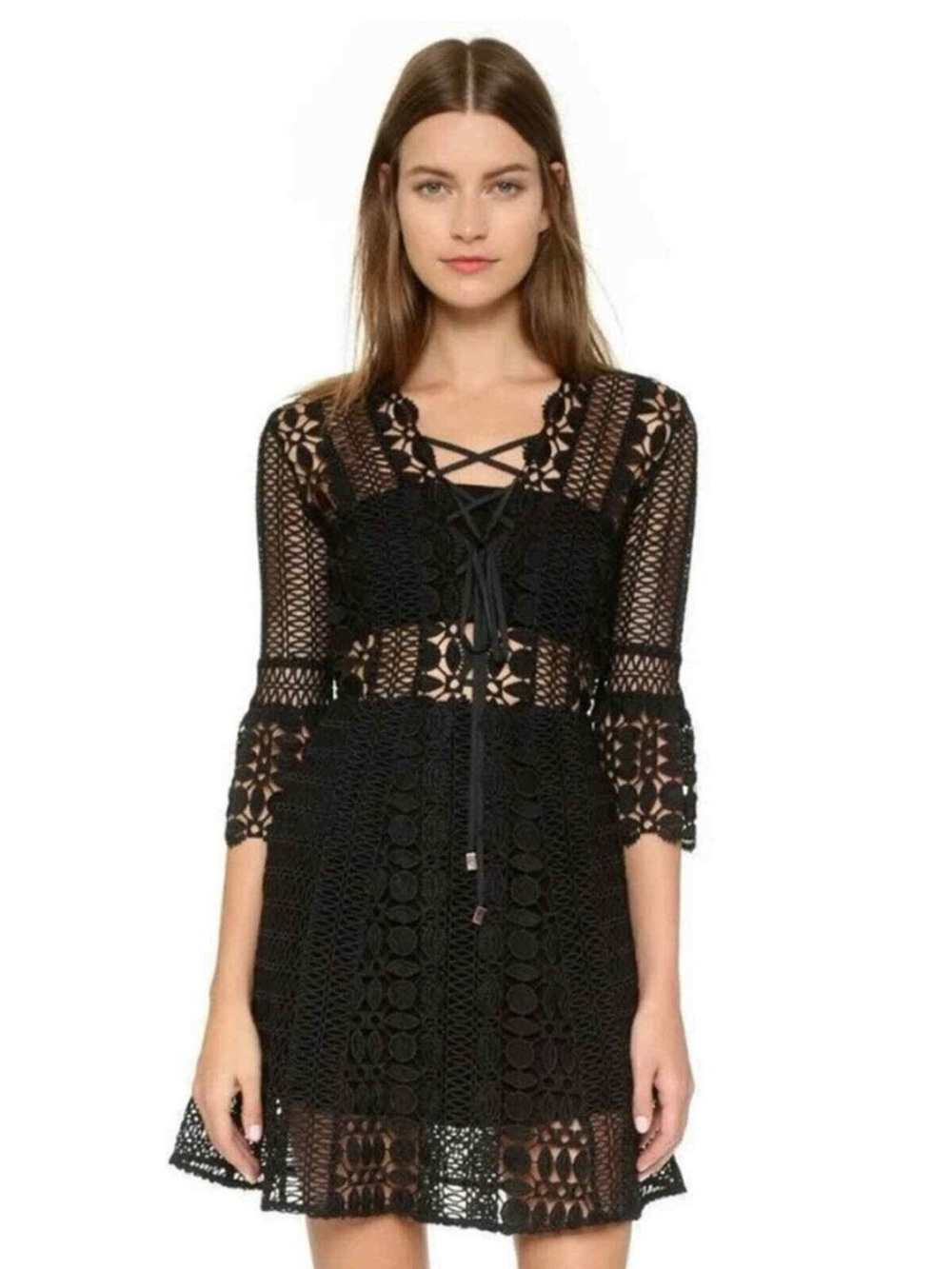 Self Portrait Guipure Lace Mini Dress
